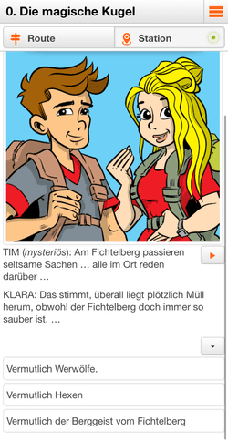 Screenshot aus dem digitalen Abenteuer am Fichtelberg