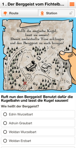 Screenshot aus dem digitalen Abenteuer am Fichtelberg